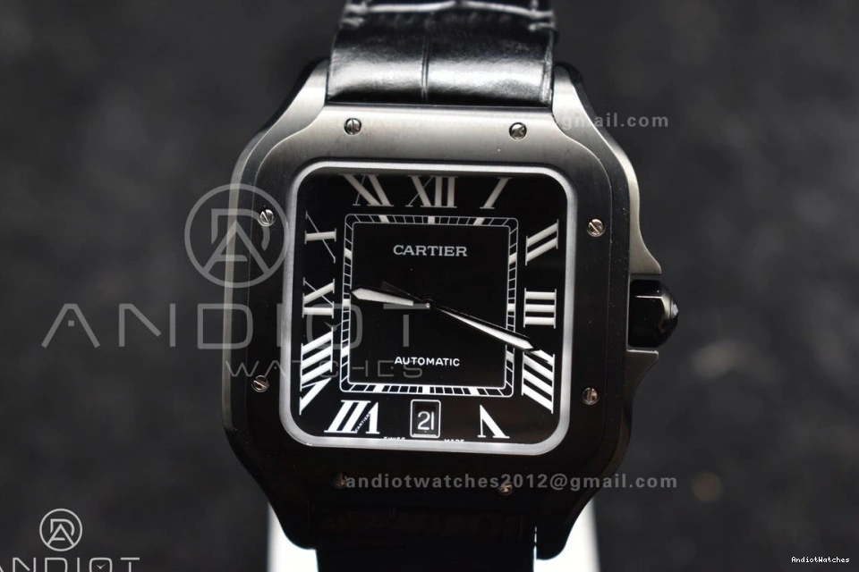 on Strap BVF Black 1046 Cartier MIYOTA de Black 1:1 Dial ZeroBulk Best 40mm Santos Edition Leather PVD 0415